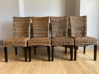 Set Of 4 Woven Seagrass Dining Chairs