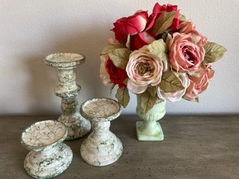 Lot Of Candle Holders & Roses