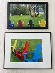 Two Framed Photographs Of Classic Lawn Chairs