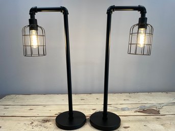 Pair Of Industrial Looking Table Lamps