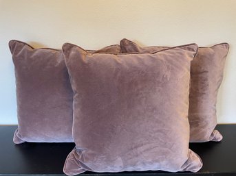 Lot Of 3 Purple Velvet Pillows