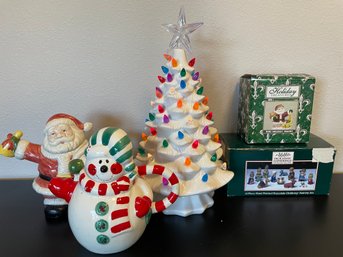 Lot Of Ceramic Teapots & Nativity Set & Tree