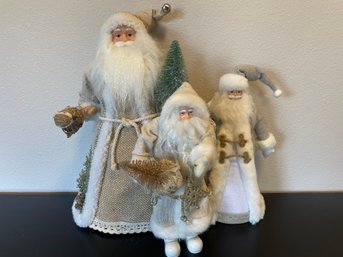 2 Santa Claus Figures & Santa Tree Top