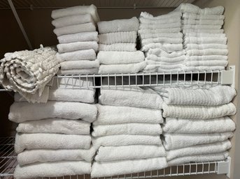 Large Lot Of White Bath Towels