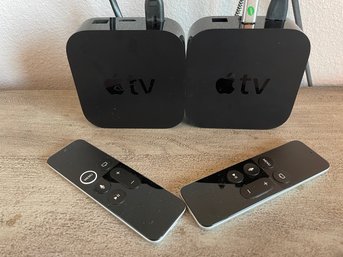2 Apple TV Receivers With Remote Controls