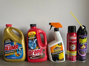 Lot Of Insecticides, Drain Cleaners & Armor All