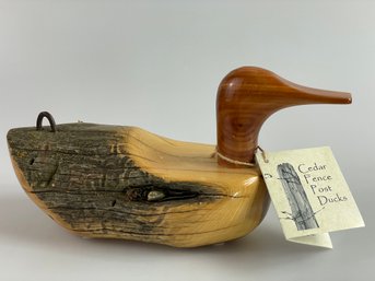 Hand Carved Cedar Post Duck Decoy