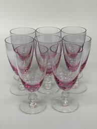 Set Of Vintage Pink To Clear Wine Glasses