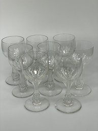 Set Of 8 Antique Hollow Stem Wine Glasses