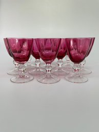 Set Of Antique Cranberry Cordial Glasses