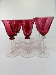 Set Of 8 Antique Cranberry Sherry Glasses