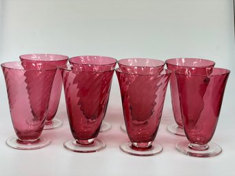 Set Of 8 Antique Cranberry Glass Goblets