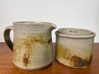Vintage Studio Pottery Cream & Covered Sugar