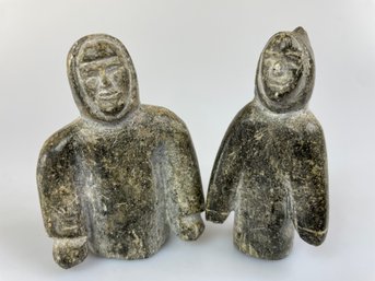 Pair Of Hand Carved Inuit Figures