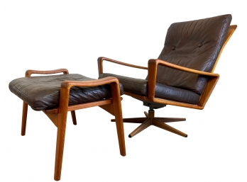 Vintage Arne Wahl Iversen Lounge Chair With Ottoman