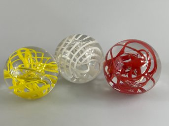 3 Mouth Blown Glass Spheres