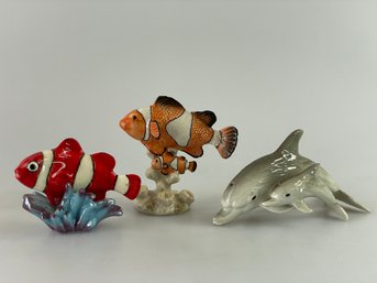 Set Of Ceramic Sea Animal Figurines