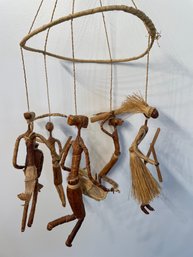 Vintage Straw & Rattan African Mobile