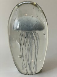 Glass Glow In The Dark Jellyfish Paperweight