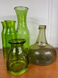 Lot Of Green Glass Vessels