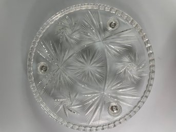Vintage Cut Glass Footed Tray