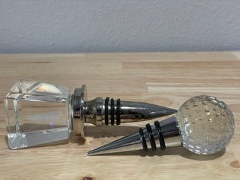 Lot Of 2 Glass Top Bottle Stoppers