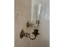 Pair Brass Wall Candle Sconces