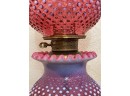 Vintage  Cranberry Opalescent Hobnail Lamp