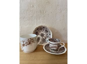 Lot Of Antique Brown & White China