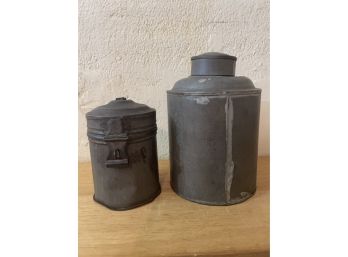 Lot Of 2 Antique Tin Containers