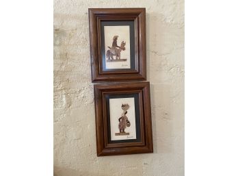Pair Of Framed Jamaican Wood Figures