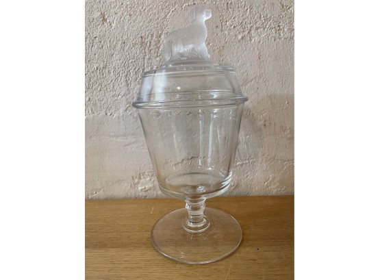 Vintage Glass Jar With Dog