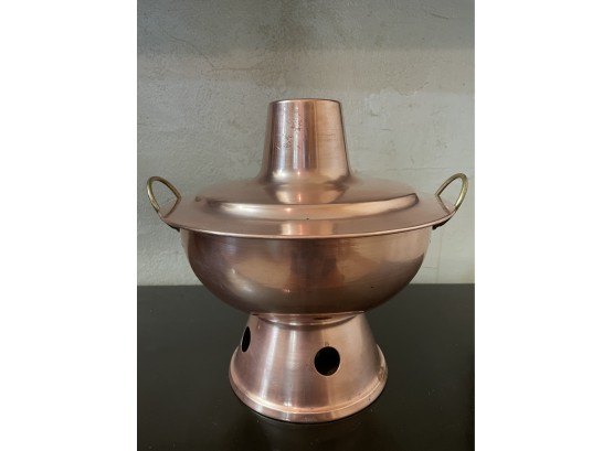 Vintage Copper Mongolian Barbecue /asian Steamer Cooker