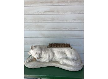 Concrete Cat With Boot Brush