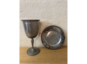 Lot Of 2 Antique Pewter Pieces