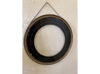 Antique Round Brass Picture Frame With Reverse Painted Glass