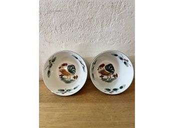 Pair Of Ceramic 'Rooster'bowls