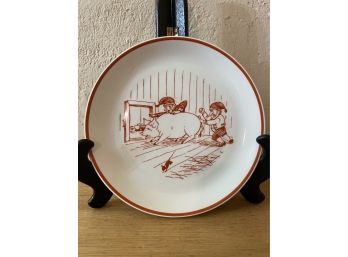 Vintage Plate With Pig & Gnomes