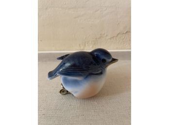 Vintage Porcelain Blue Bird With Clip