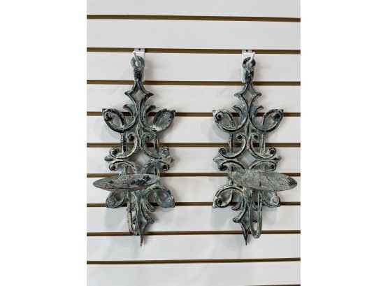 Pair Of Cast Iron Candle Sconces