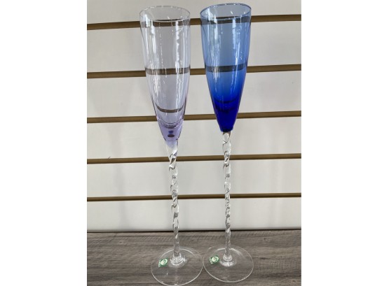 Pair Of Tall Champagne Flutes