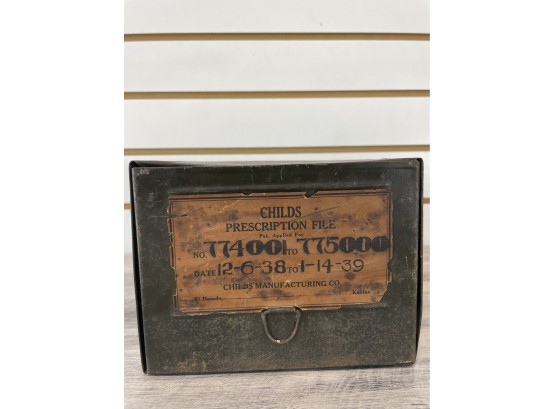 Antique/vintage 'Child's Prescription File' Box