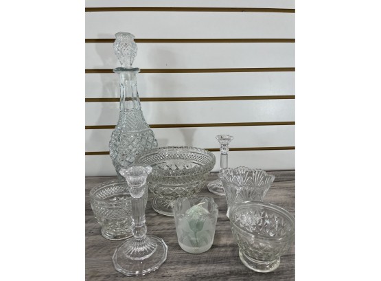 Lot Of Pressed Glass Decorative Items