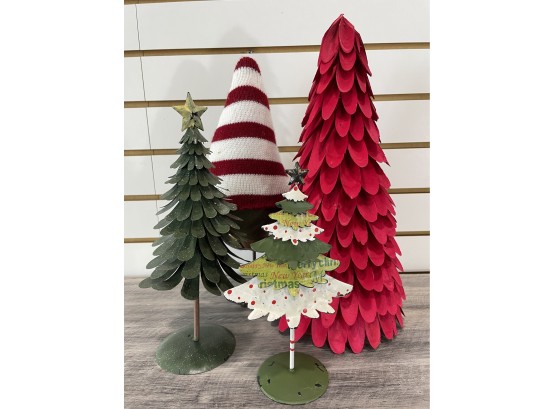 Lot Of 4 Fanciful Christmas Trees