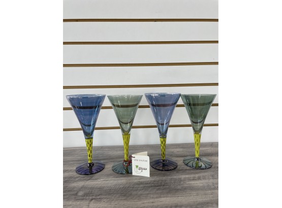 Set Of 4 Mouth Blown Champagne Flutes