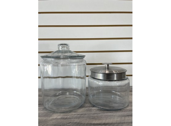 Lot Of 2 Glass Cannisters