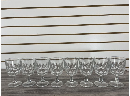 Set Of 8 Pressed Glass Goblets