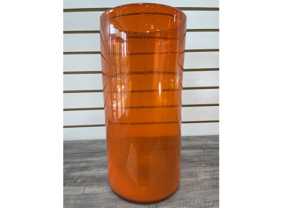 Large Orange Hand Blown Glass Cylinder