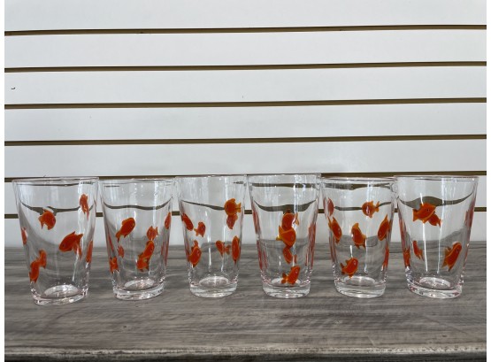 Mouth Blown Art Glass Tumblers With Koi Fish