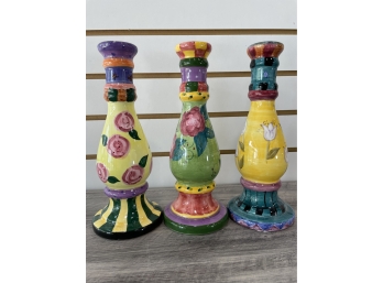 3 Ceramic Candle Holders